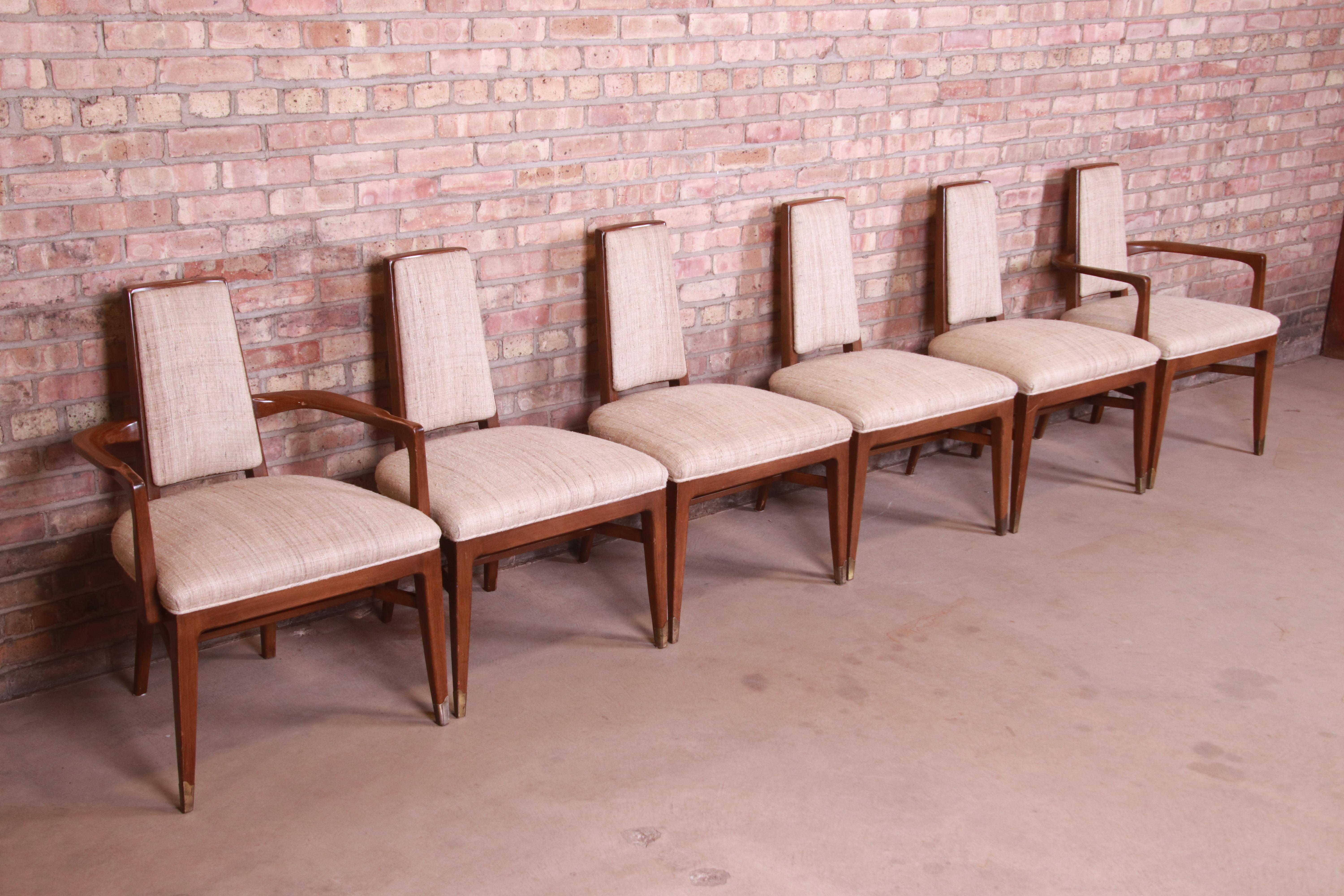 20th Century Mid-Century Modern Sculpted Walnut Dining Chairs by White Furniture, Set of Six