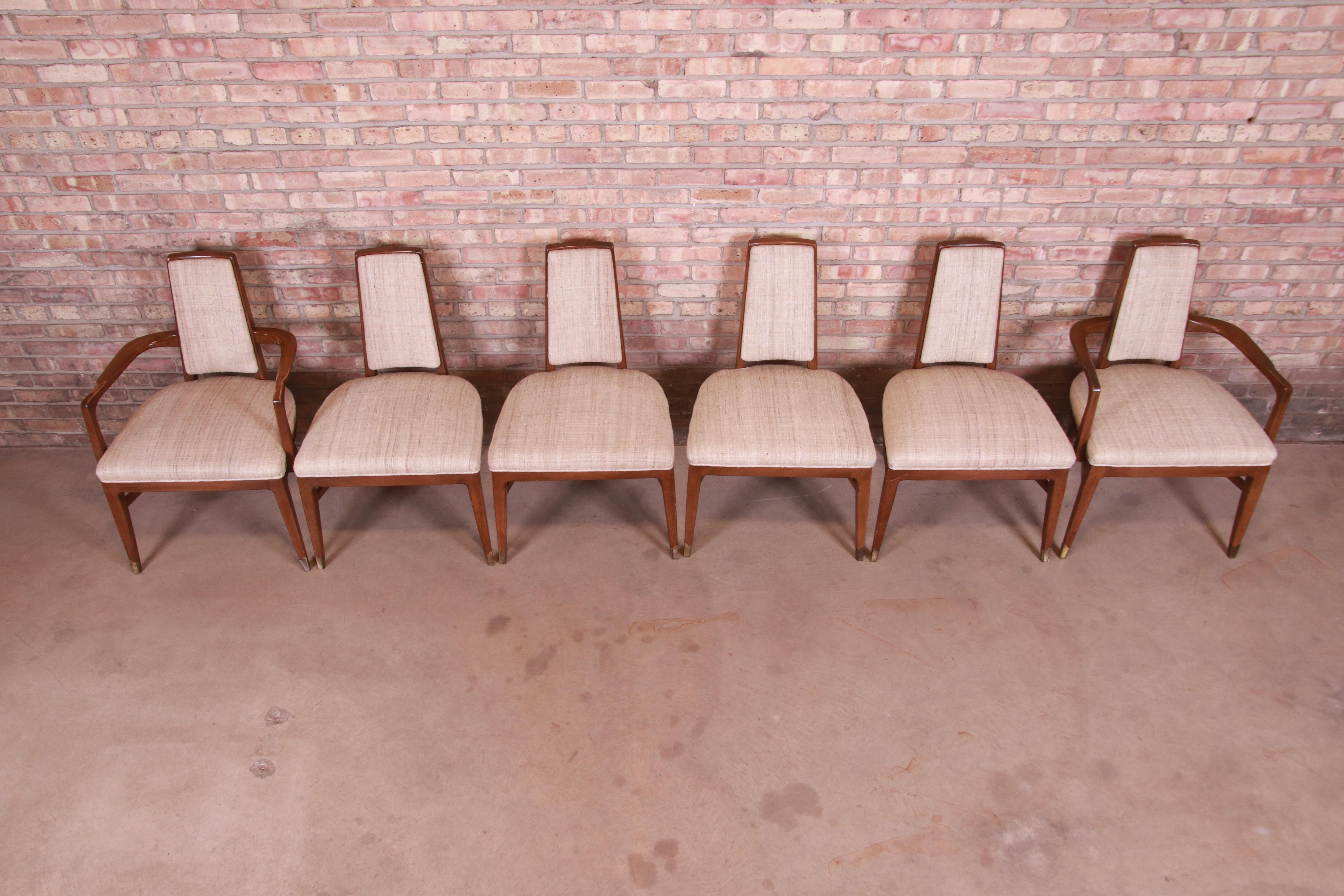 Mid-Century Modern Sculpted Walnut Dining Chairs by White Furniture, Set of Six 1