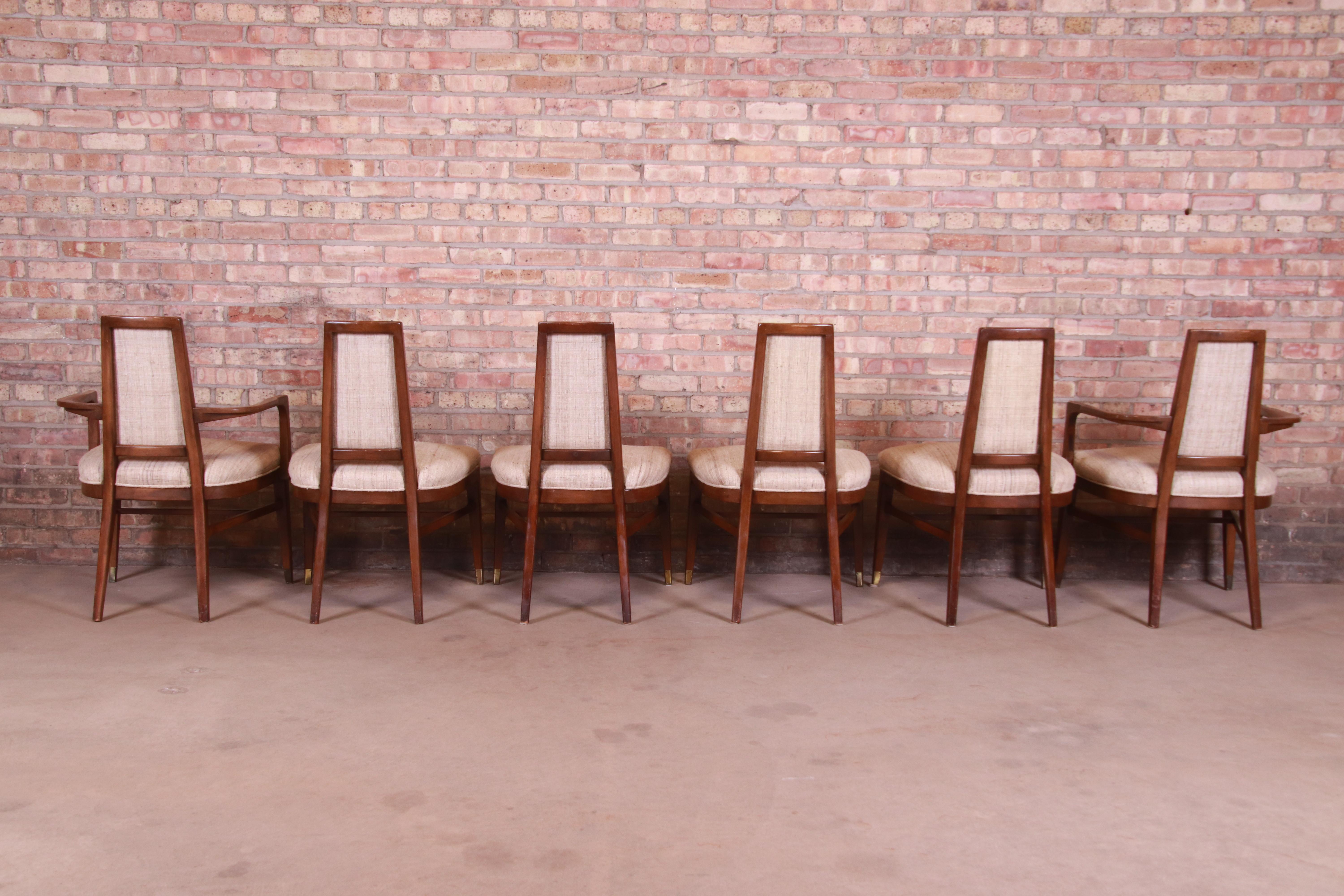 Mid-Century Modern Sculpted Walnut Dining Chairs by White Furniture, Set of Six 2