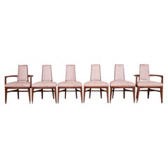 Mid-Century Modern Sculpted Walnut Dining Chairs by White Furniture, Set of Six