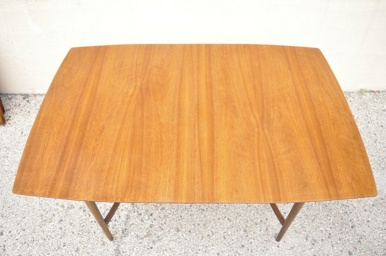 Mid-Century Modern Mid Century Modern Sculpted Walnut Expanding Dining Room Table with 3 Leaves