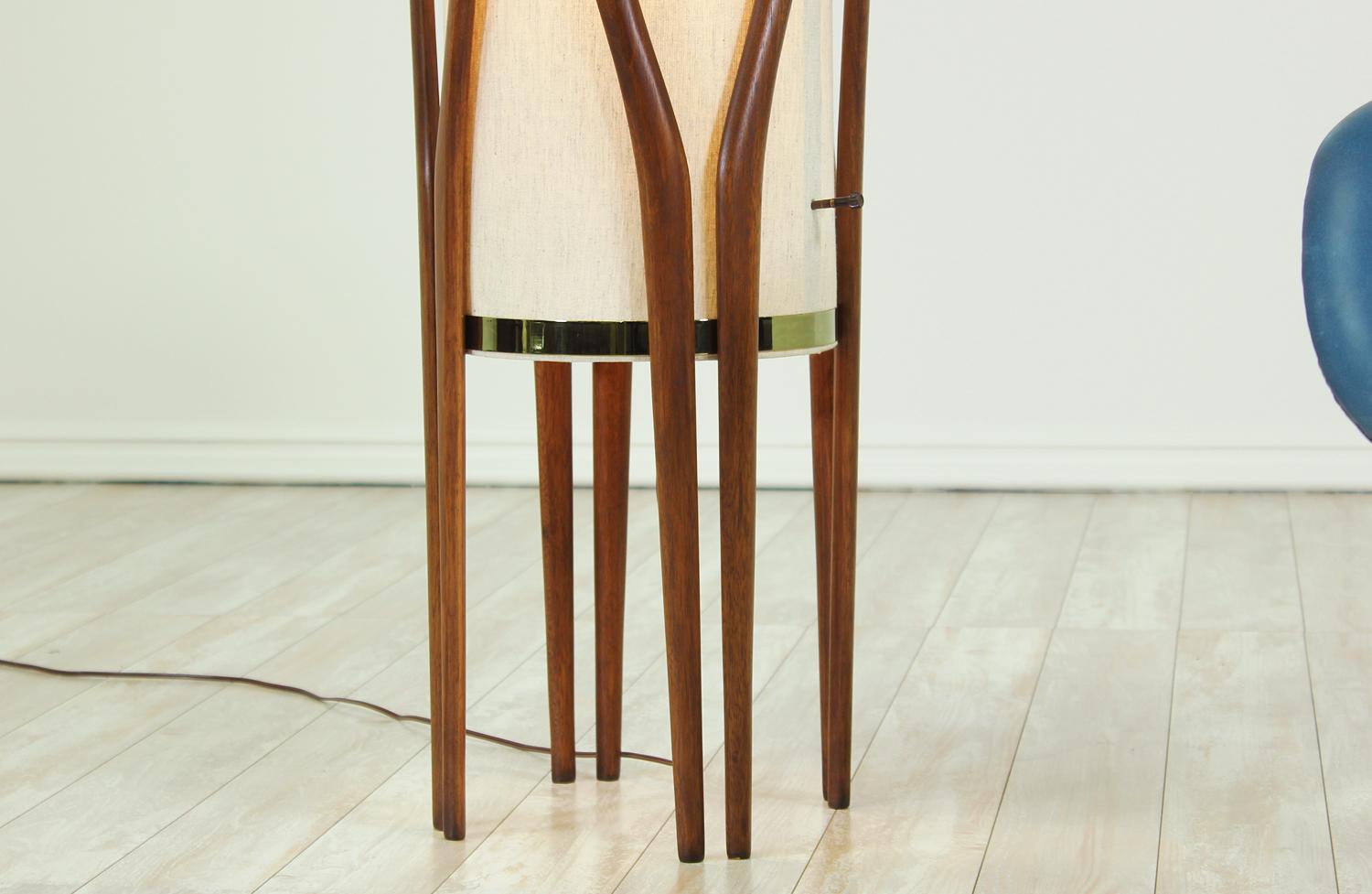 Mid-Century Modern Sculpted Walnut Floor Lamp by Modeline 5