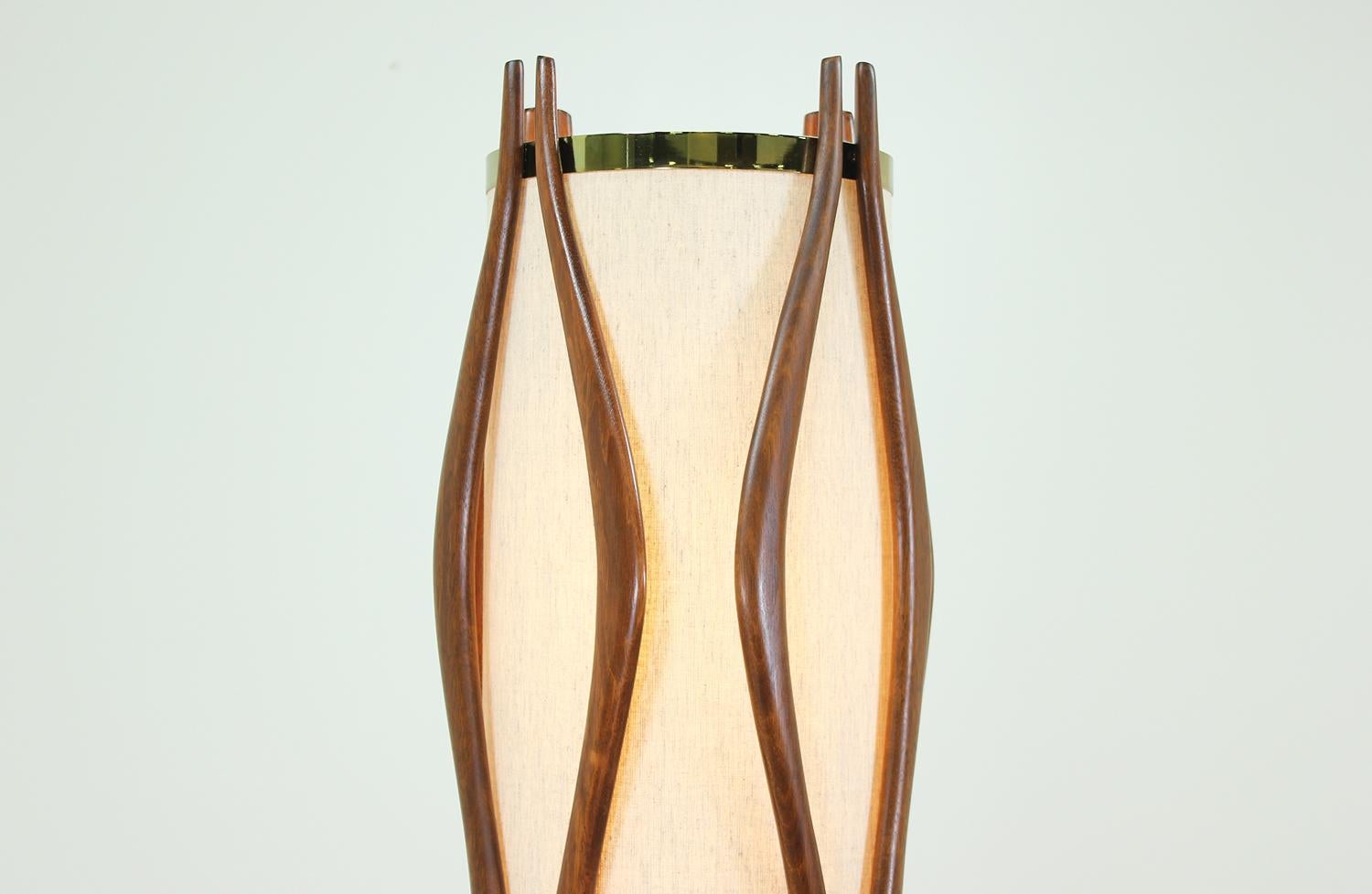 Mid-20th Century Mid-Century Modern Sculpted Walnut Floor Lamp by Modeline