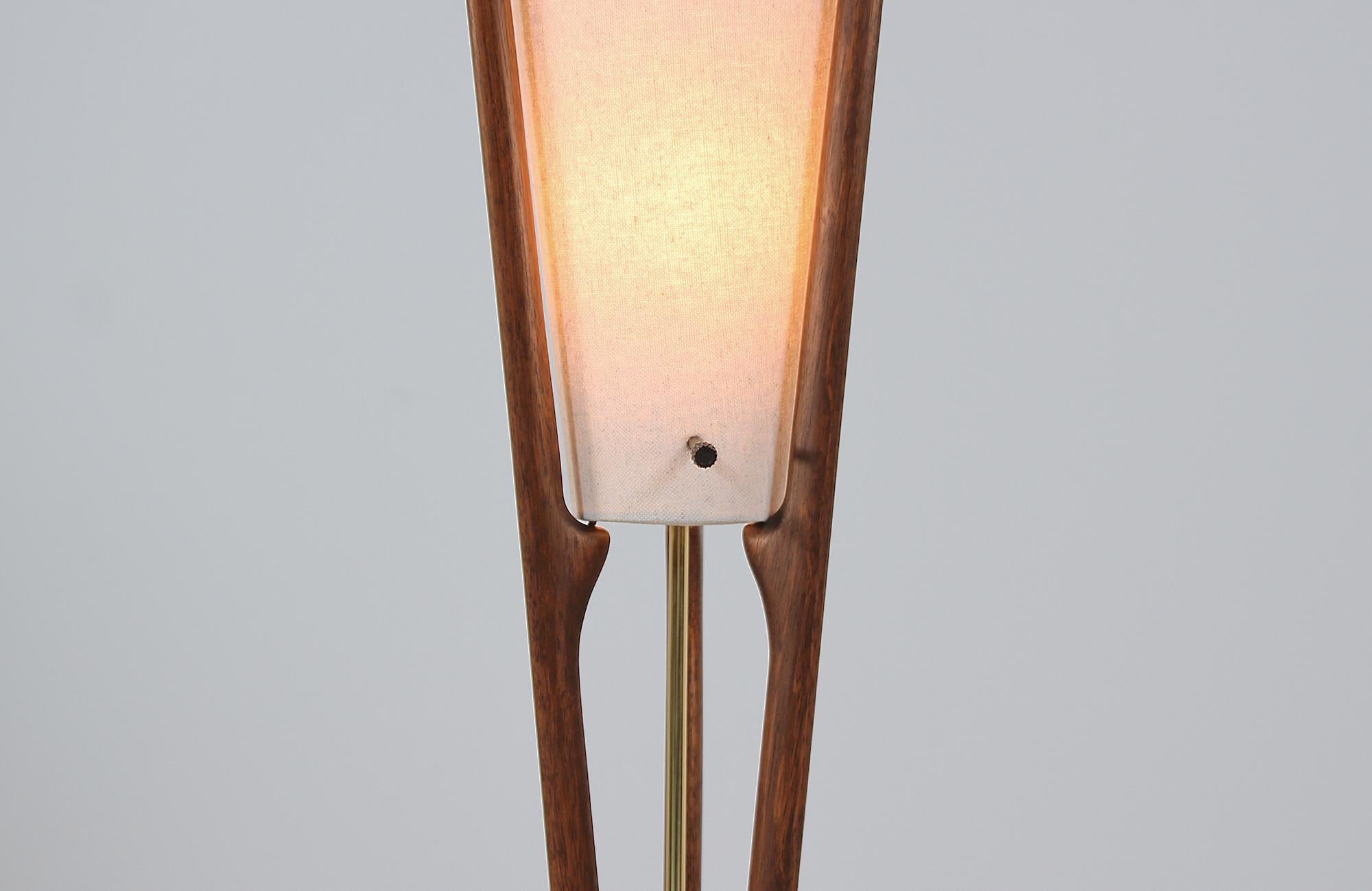 Mid-20th Century Mid-Century Modern Sculpted Walnut Floor Lamp by Modeline