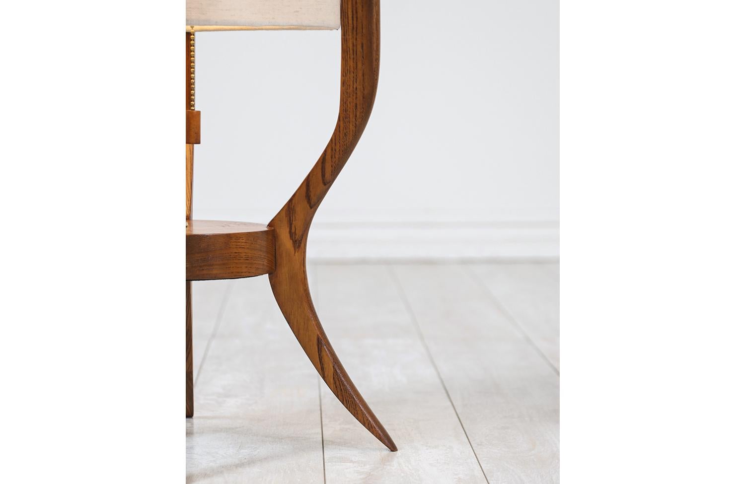 Polished Mid-Century Modern Sculpted Walnut Floor Lamp by Modeline
