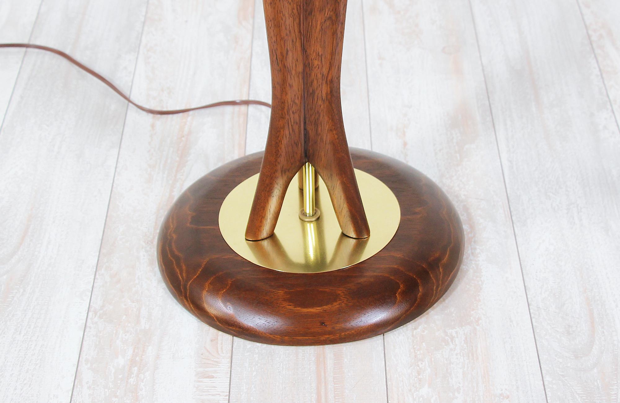 Mid-Century Modern Sculpted Walnut Floor Lamp by Modeline 1