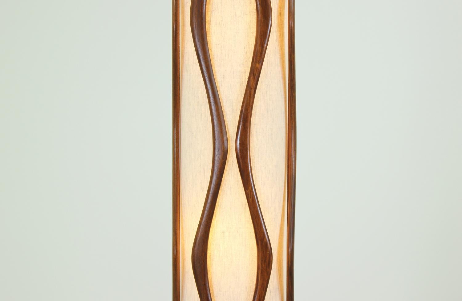 Mid-Century Modern Sculpted Walnut Floor Lamp by Modeline 2