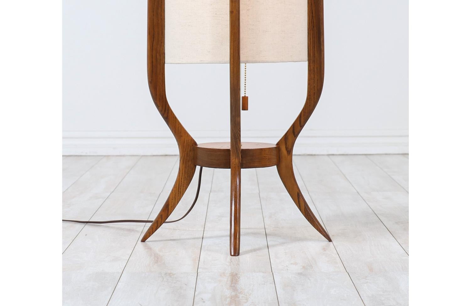 Mid-20th Century Mid-Century Modern Sculpted Walnut Floor Lamp by Modeline