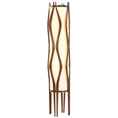 Mid-Century Modern Sculpted Walnut Floor Lamp by Modeline