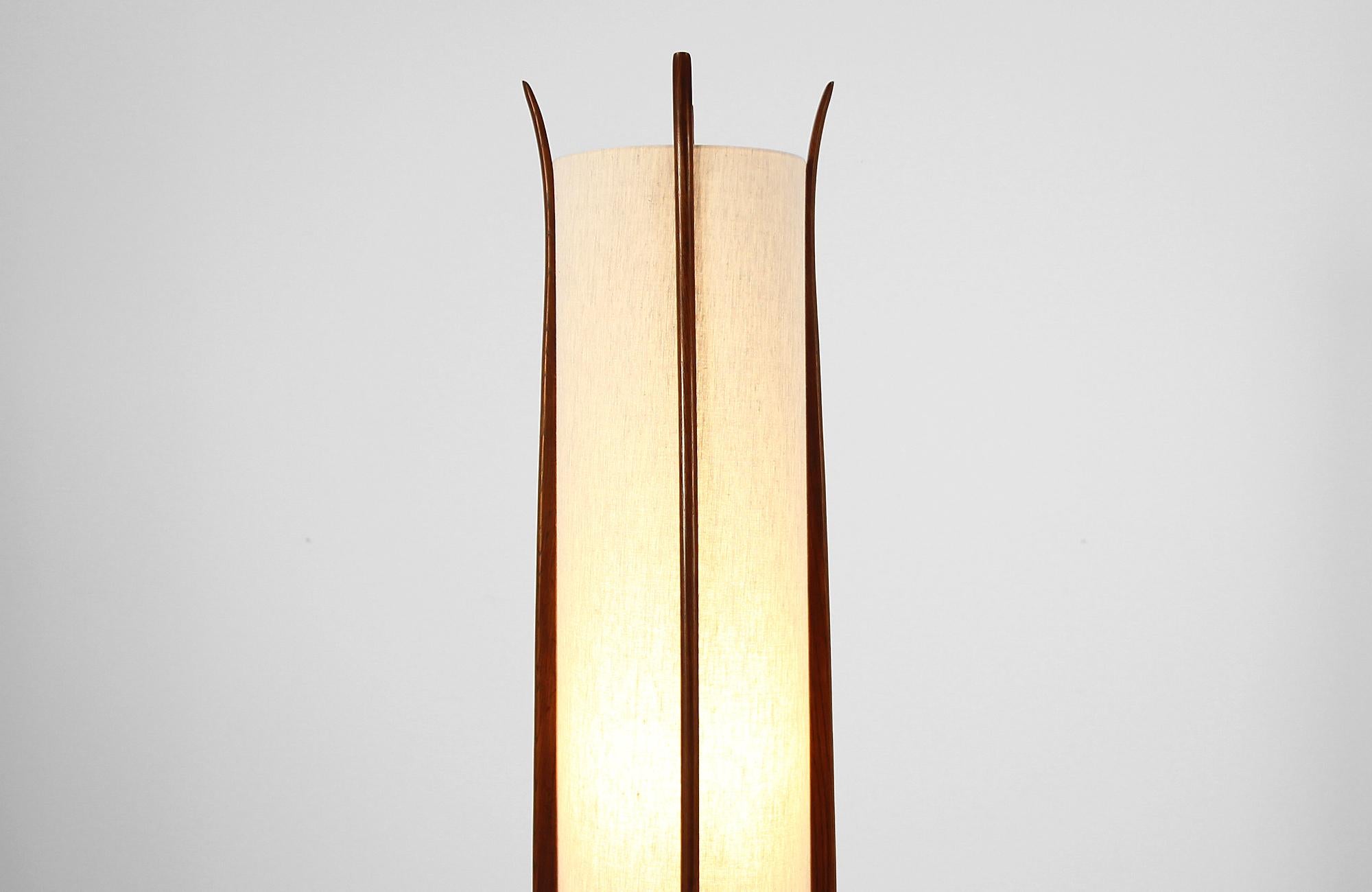 American Mid-Century Modern Sculpted Walnut Floor Lamp