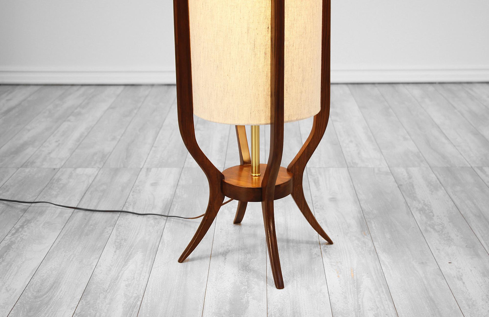 Mid-Century Modern Sculpted Walnut Floor Lamp 1