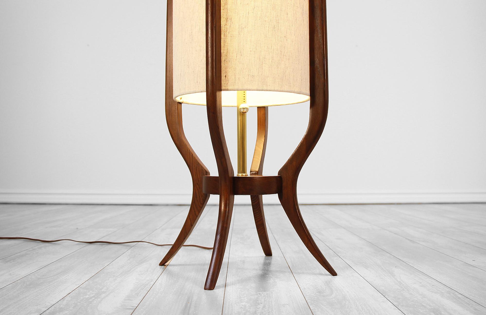 Mid-Century Modern Sculpted Walnut Floor Lamp 2