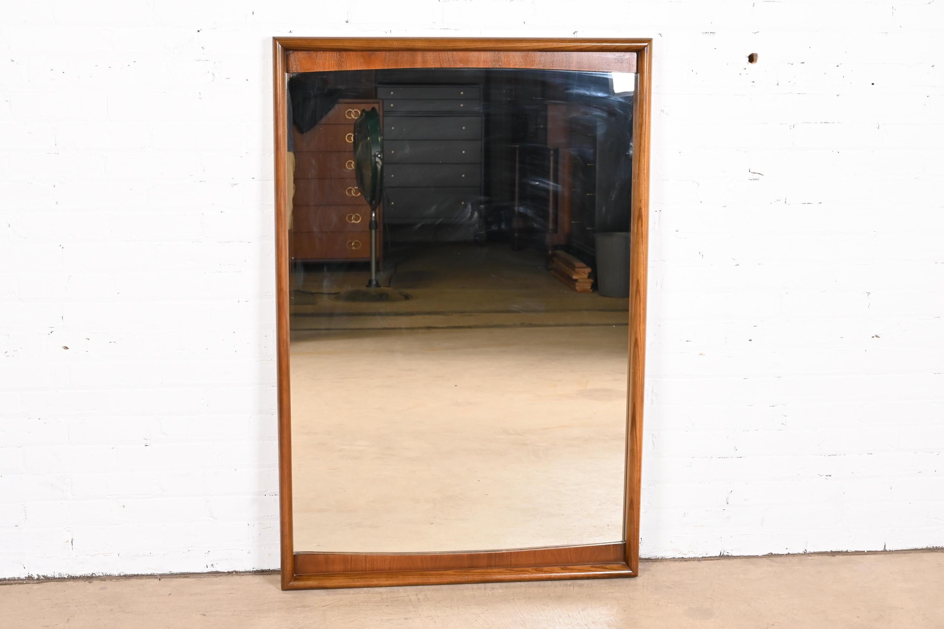 Mid-Century Modern Sculpted Walnut Framed Wall Mirror by United, 1960s 8