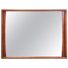 Mid-Century Modern Sculpted Walnut Framed Wall Mirror by United, 1960s