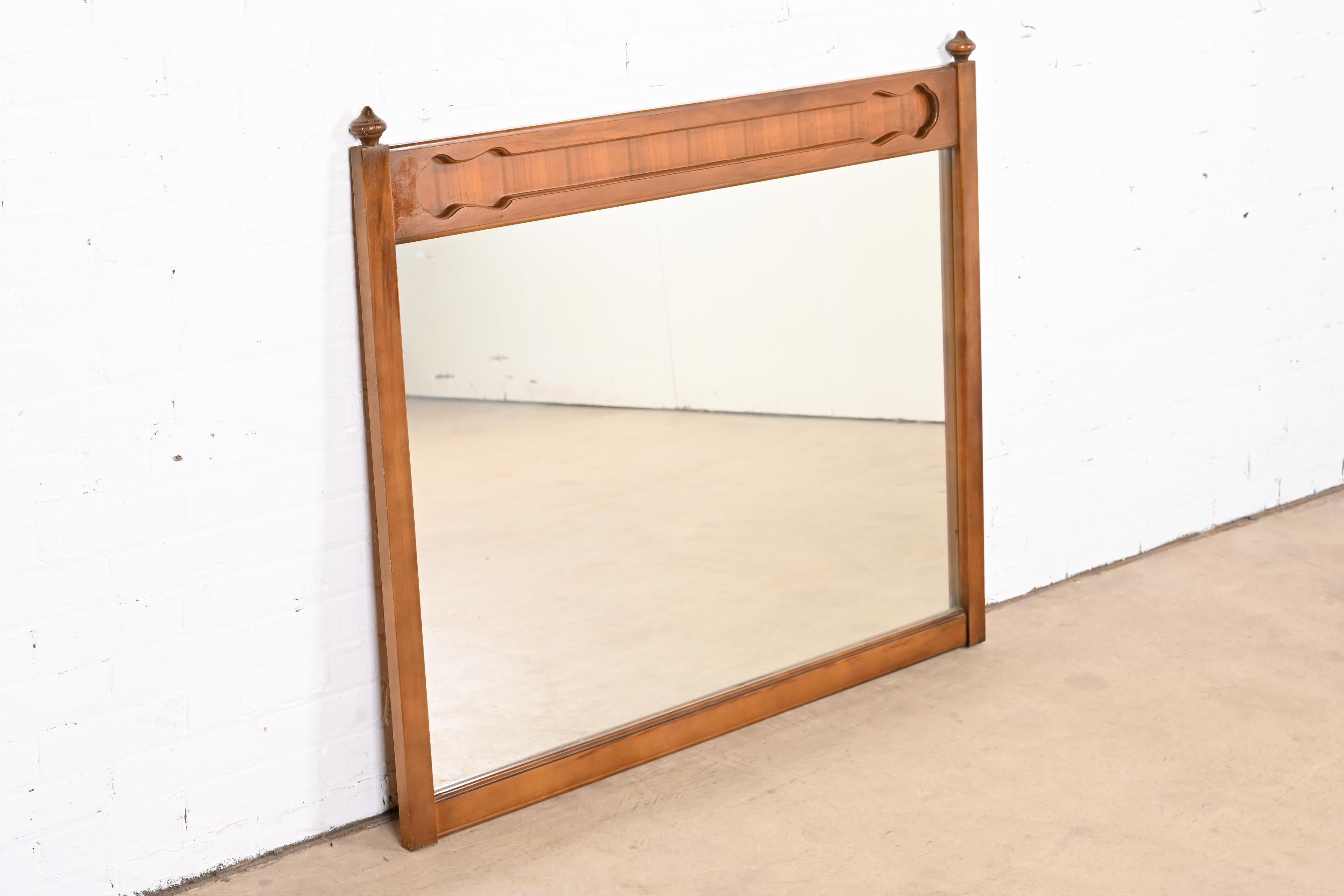 Mid-Century Modern Sculpted Walnut Framed Wall Mirror For Sale 1