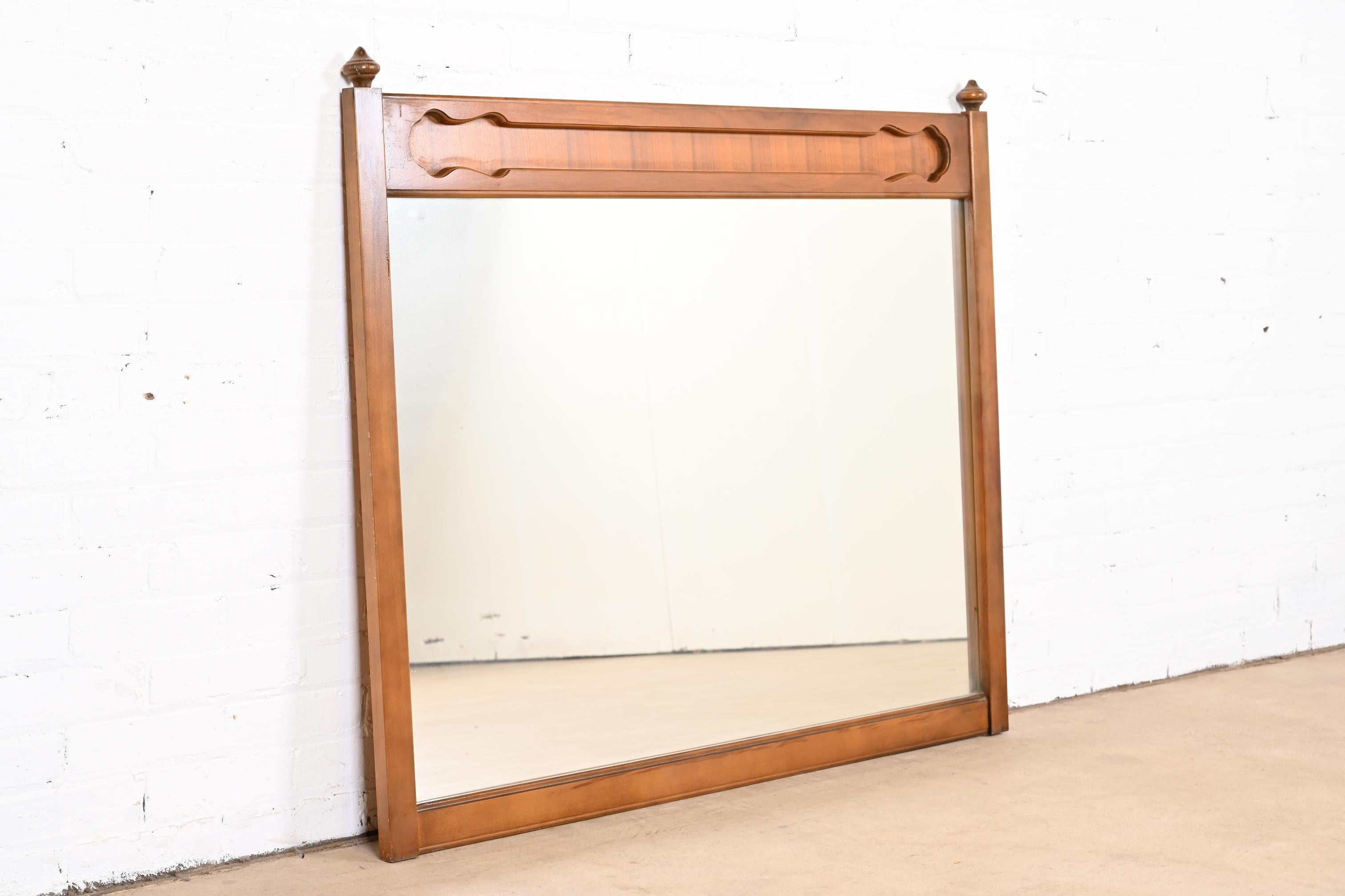 Mid-Century Modern Sculpted Walnut Framed Wall Mirror For Sale 2