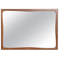 Mid-Century Modern Sculpted Walnut Framed Wall Mirror