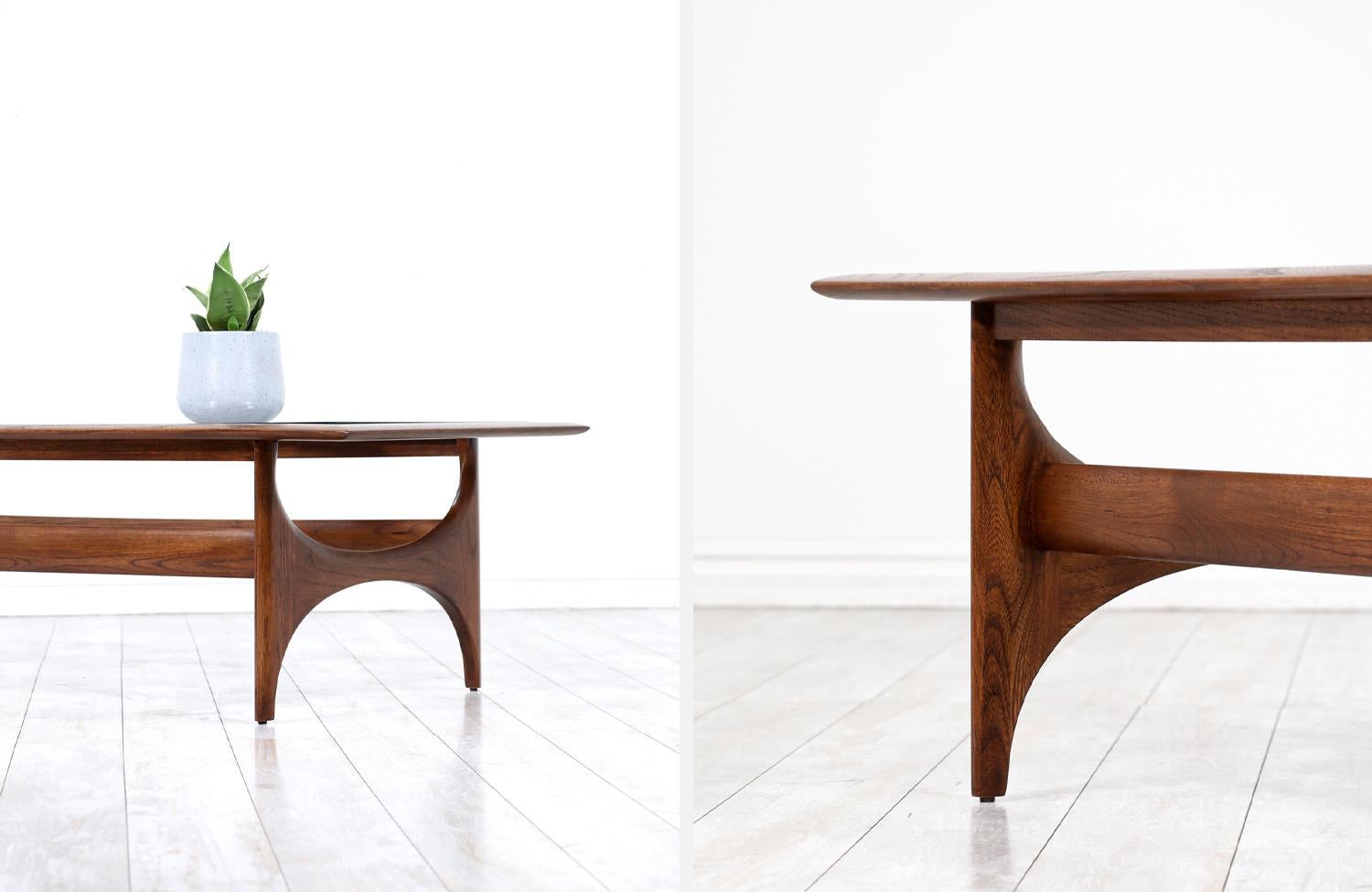 Mid-Century Modern Sculpted Walnut & Glass Coffee Table by Lane Furniture 3