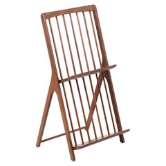 Expertly Restored - Mid-Century Modern Sculpted Walnut Magazine Rack Holder