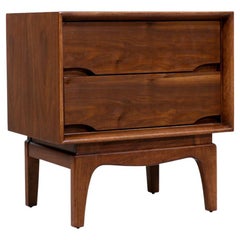 Mid-Century Modern Sculpted Walnut Night Stand