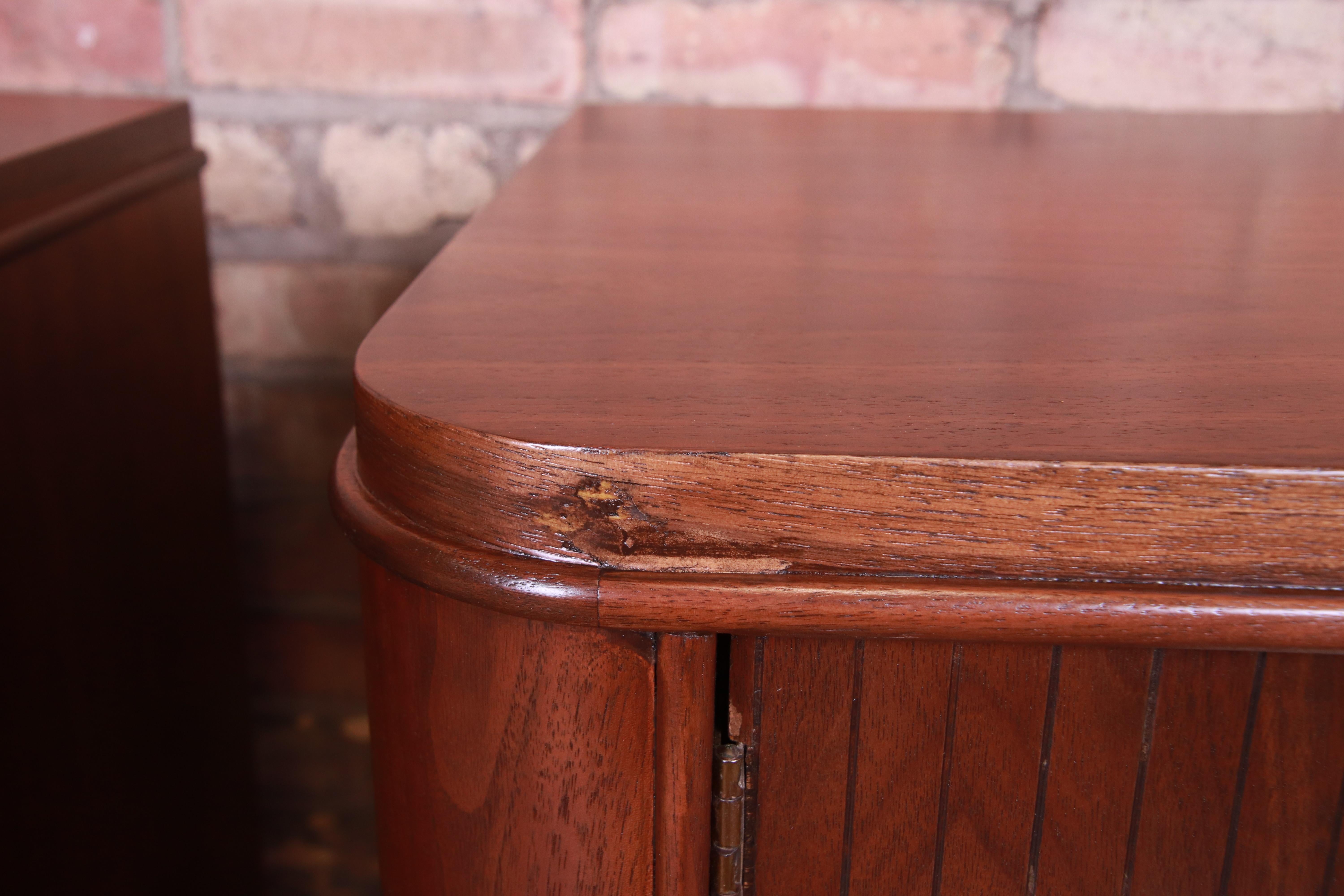 Mid-Century Modern Sculpted Walnut Nightstands, Newly Refinished 7