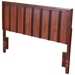 Mid-Century Modern Sculpted Walnut Queen Size Headboard, Circa 1960s