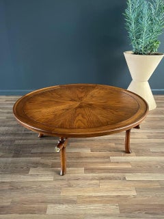 Newly Refinished - Mid-Century Modern Sculpted Walnut Round Coffee Table