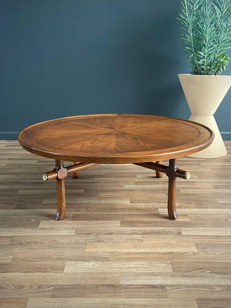 Mid-20th Century Newly Refinished - Mid-Century Modern Sculpted Walnut Round Coffee Table