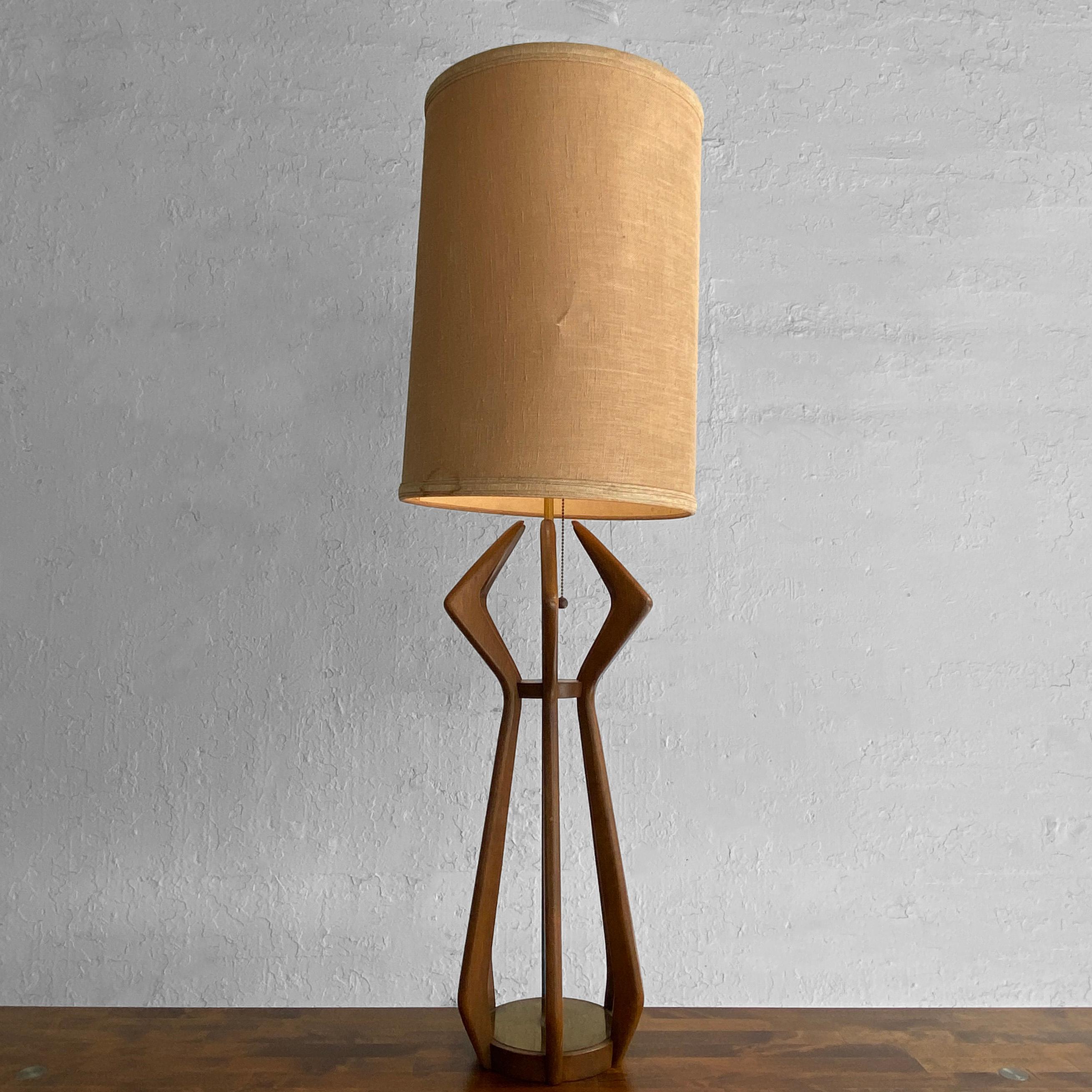20th Century Mid-Century Modern Sculpted Walnut Table Lamp by Modeline For Sale