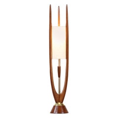 Mid-Century Modern Sculpted Walnut Table Lamp by Modeline