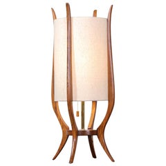 Mid-Century Modern Sculpted Walnut Table Lamp by Modeline
