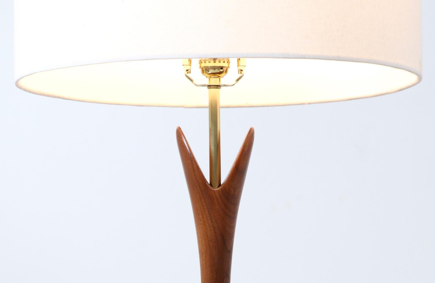 Mid-20th Century Expertly Restored - Mid-Century Modern Sculpted Walnut Table Lamps by Modernera For Sale