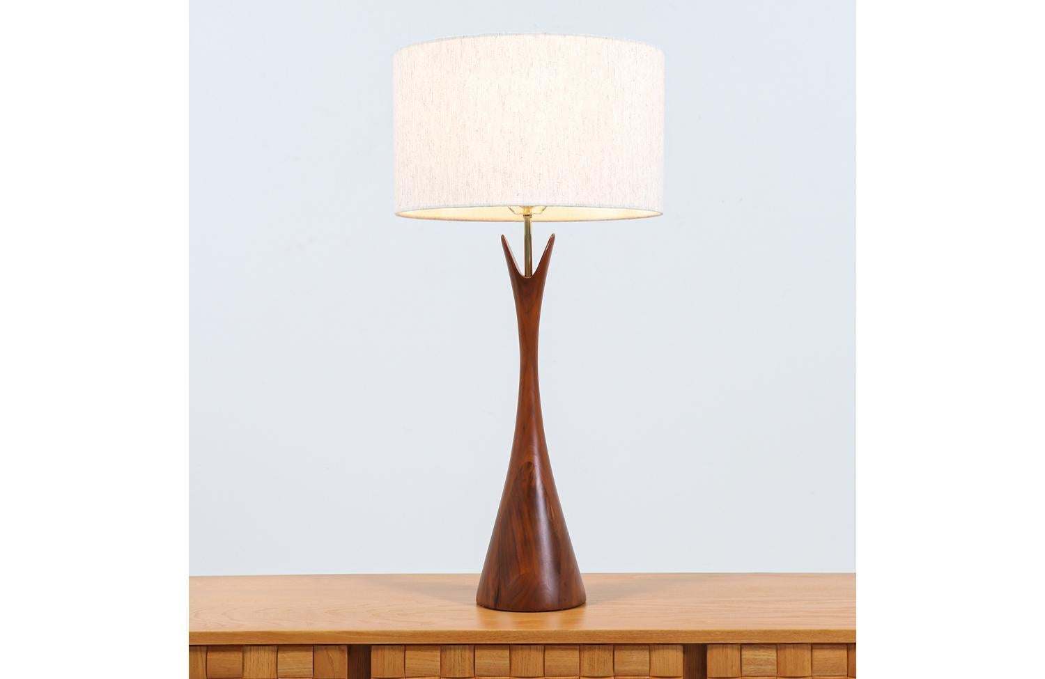 Mid-Century Modern Sculpted Walnut Table Lamps by Modernera Lamp Co. 1