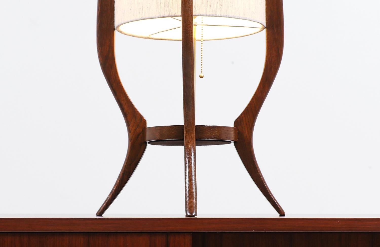 Mid-Century Modern Sculpted Walnut Table Lamps 1