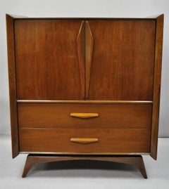 Mid-Century Modern Sculpted Walnut Tall Chest Dresser