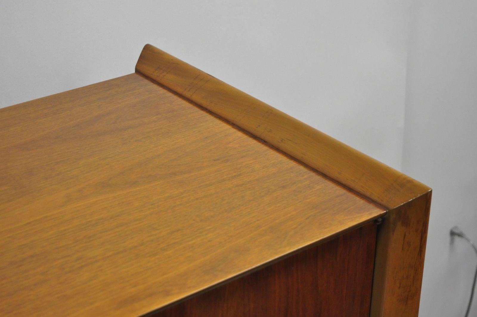 Wood Mid-Century Modern Sculpted Walnut Tall Chest Dresser
