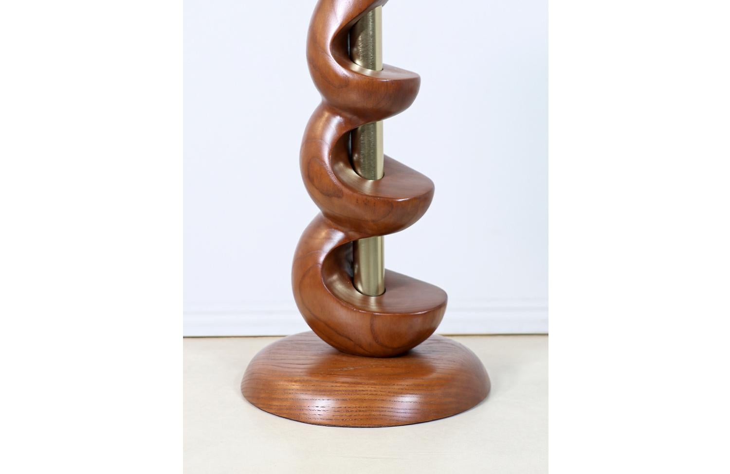 Mid-20th Century Mid-Century Modern Spiral Wood Table Lamps by Light House Co. For Sale