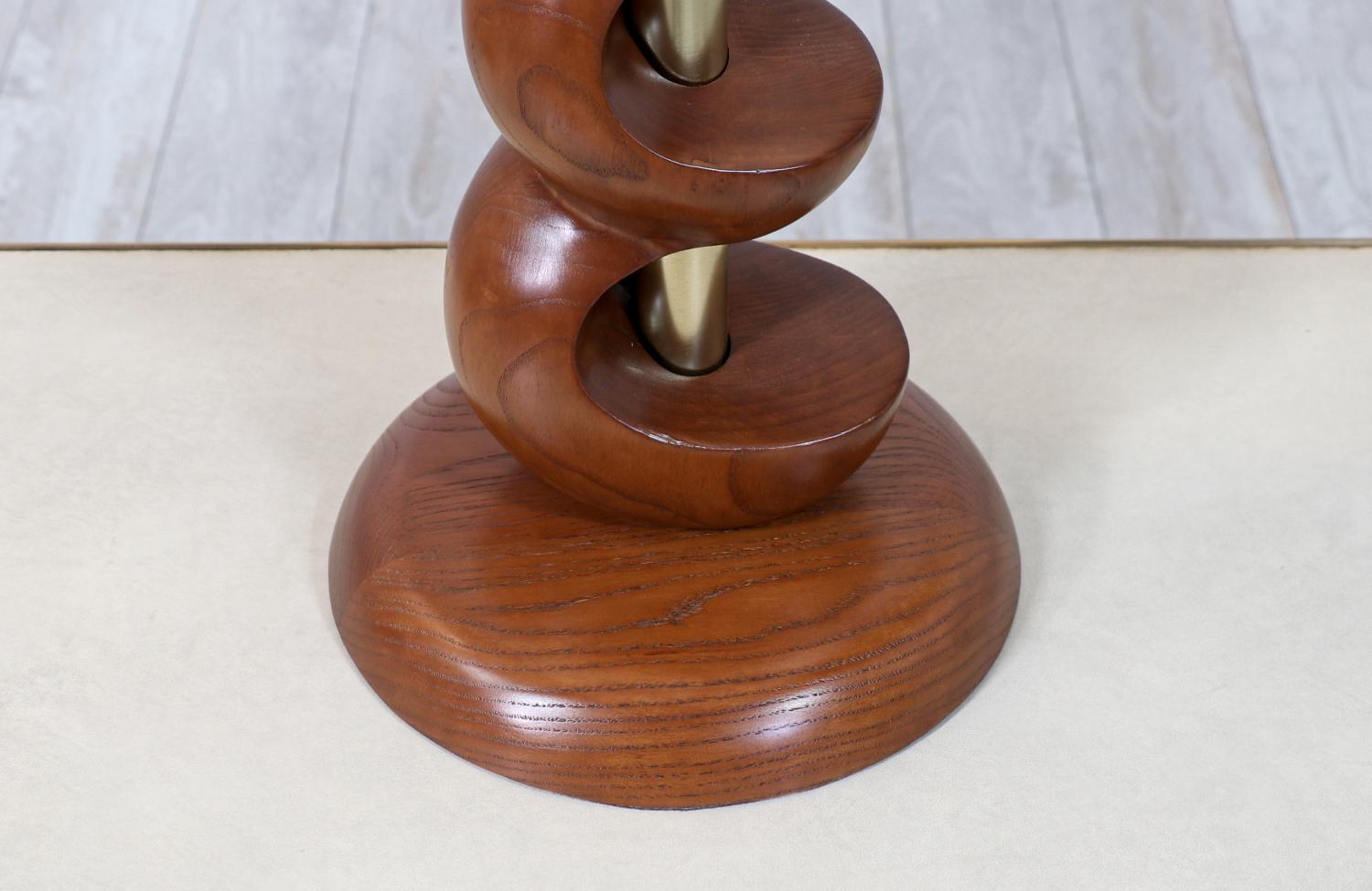 Mid-Century Modern Spiral Wood Table Lamps by Light House Co. For Sale 2