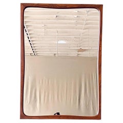 Mid-Century Modern Sculpted Walnut Wall Hanging Mirror