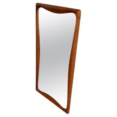 Mid-Century Modern Sculpted Walnut Wall Mirror by Bassett