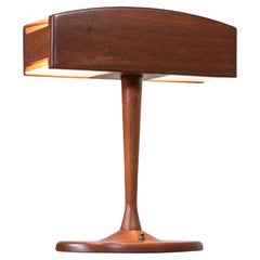 Mid-Century Modern Sculpted Walnut Wood Desk Lamp