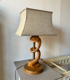 Mid-Century Modern Sculpted Wood Table Lamp by Light House