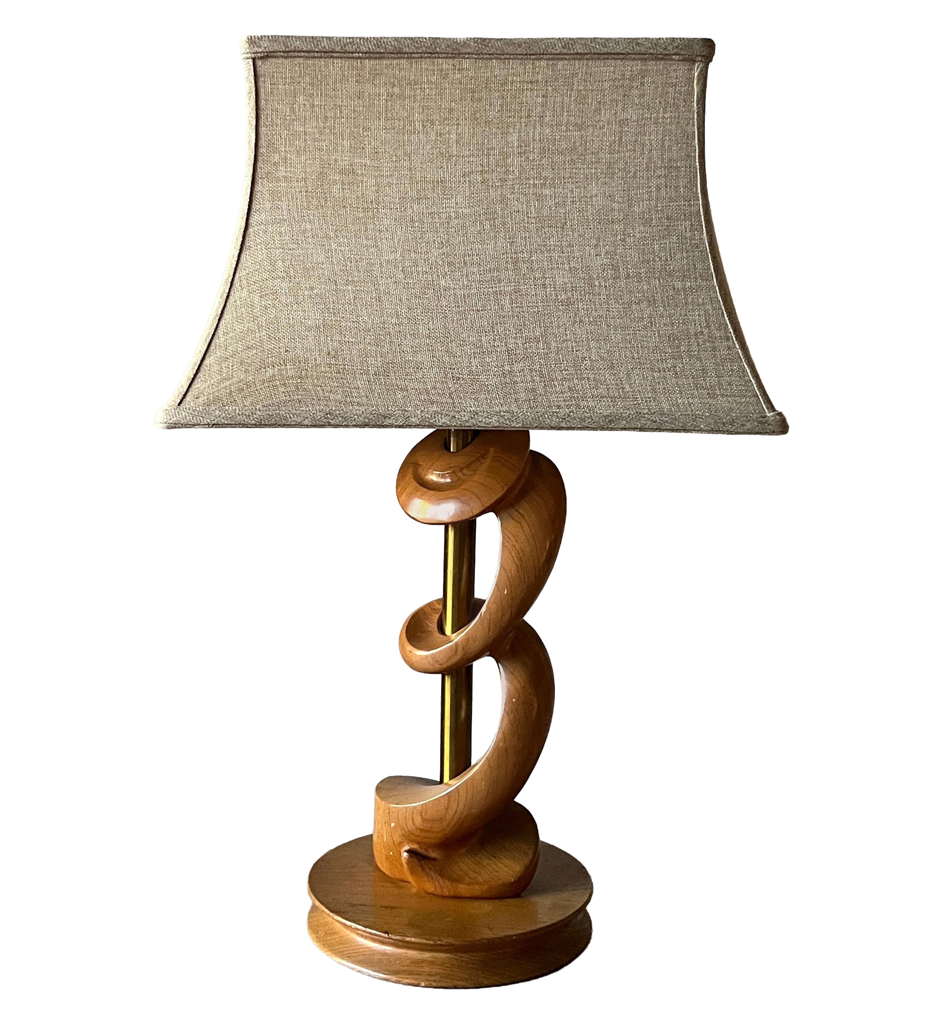 Mid-Century Modern Sculpted Wood Table Lamp by Light House im Angebot