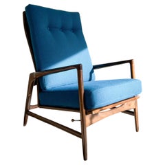 Mid-Century Modern Sculpted Wooden Recliner by Kofod Larsen