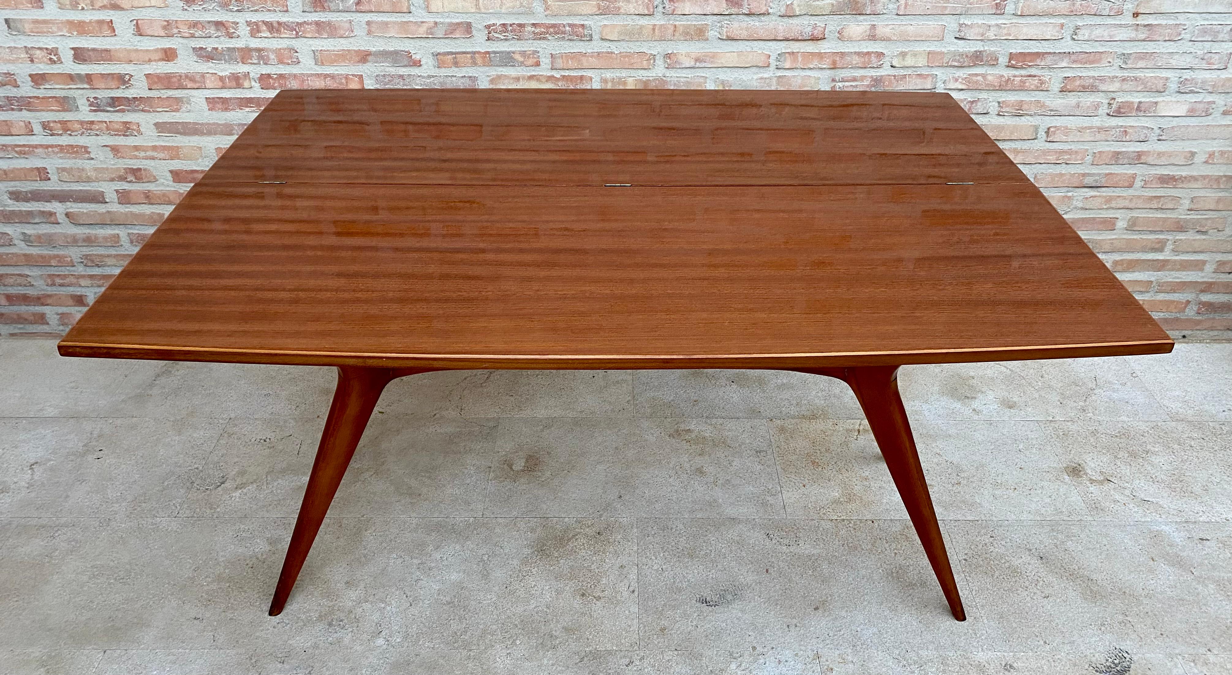 20th Century Mid-Century Modern Sculpted x Base Dining Table or Folding Console Table in the