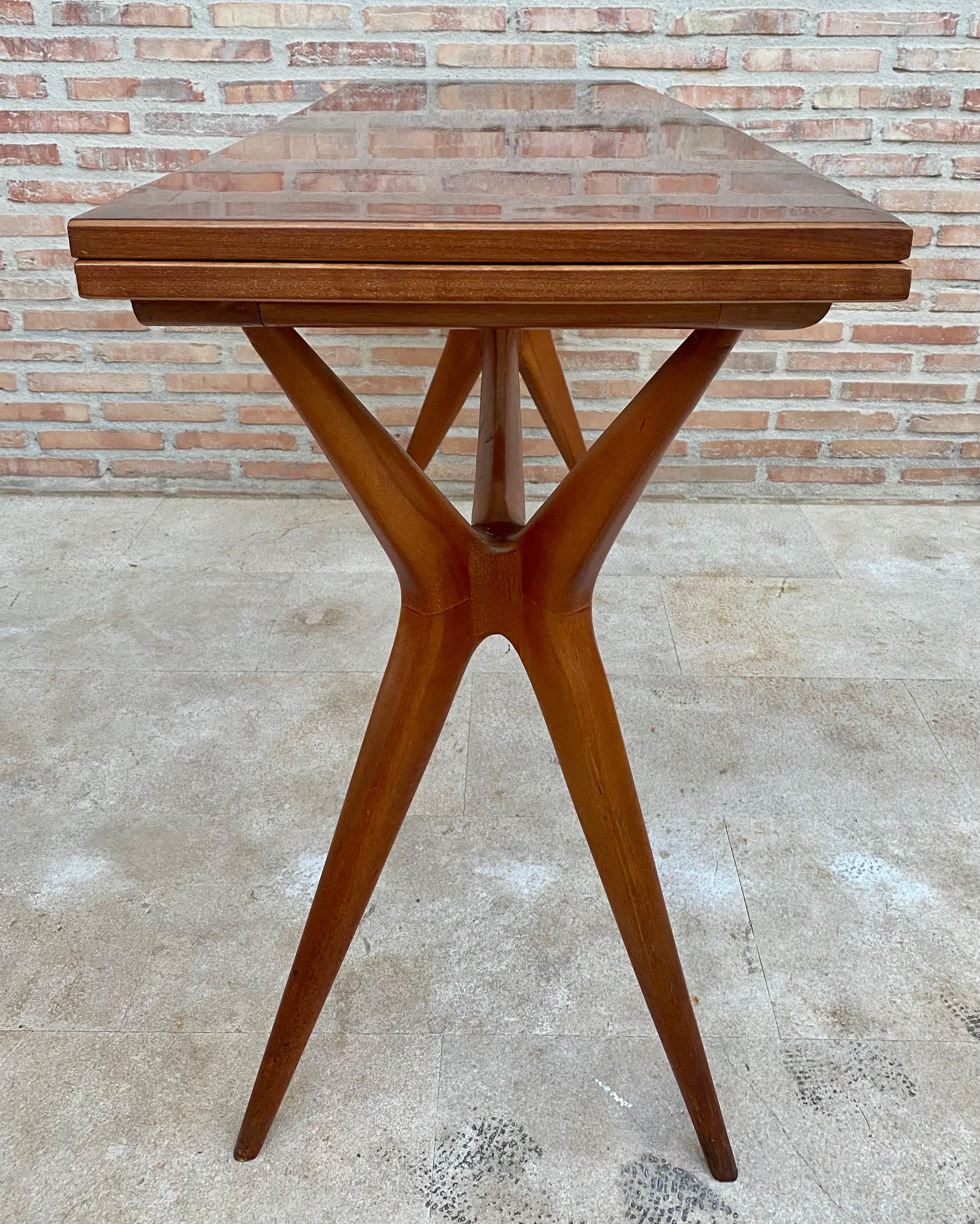 Wood Mid-Century Modern Sculpted x Base Dining Table or Folding Console Table in the