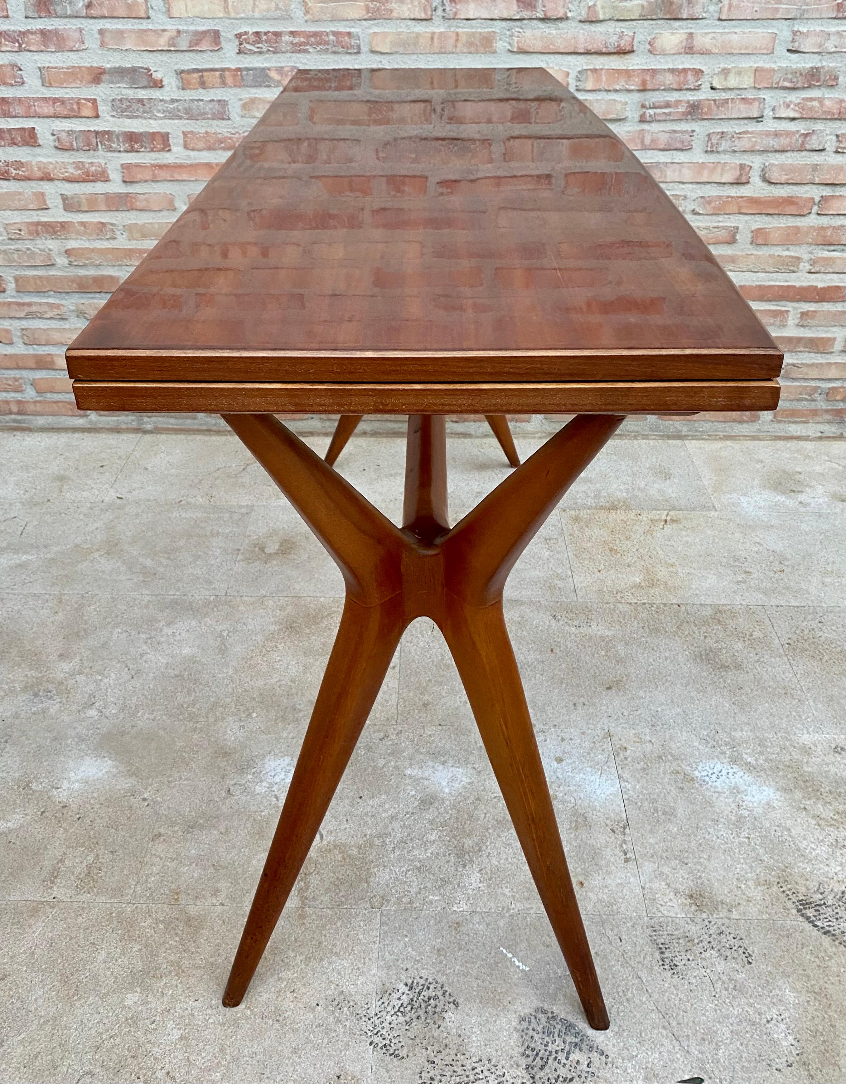 Mid-Century Modern Sculpted x Base Dining Table or Folding Console Table in the 2