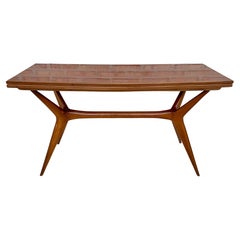 Mid-Century Modern Sculpted x Base Dining Table or Folding Console Table in the