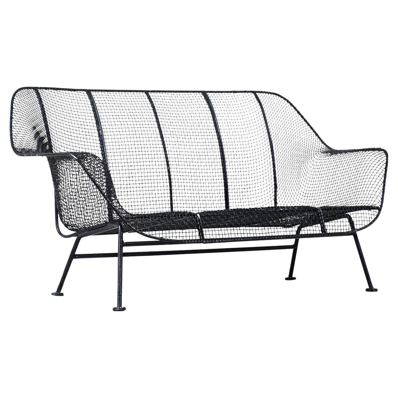 Mid-Century Modern "Sculptura" Black Iron Sofa by Russell Woodard For Sale