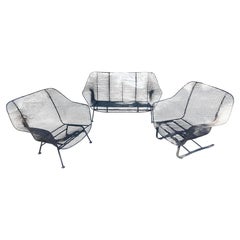 Set da 3 pezzi “Sculptura” in stile Mid-Century Modern di Russell Woodard: divano e 2 poltrone in ferro